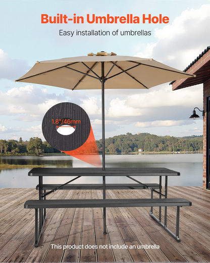 VEVOR Picnic Table Foldable Steel Camping Table Chair Garden Indoor Outdoor