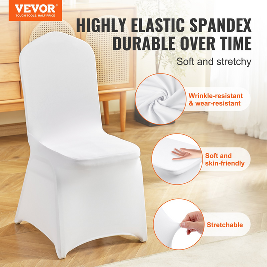 100pcs Chair Covers White Flat Front Cover Spandex Lycra Wedding Party For