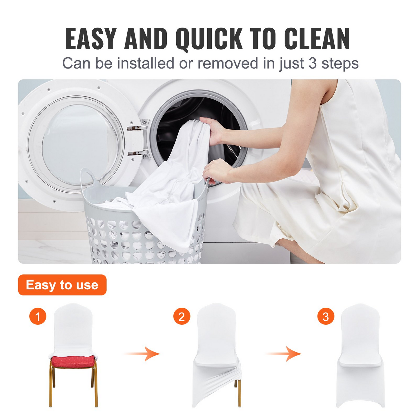100pcs Chair Covers White Flat Front Cover Spandex Lycra Wedding Party For