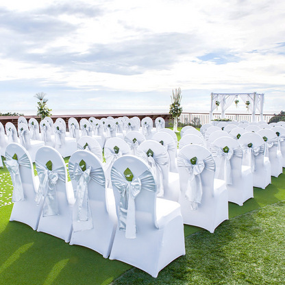100pcs Chair Covers White Flat Front Cover Spandex Lycra Wedding Party For