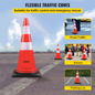 VEVOR Safety Cones Traffic Cones 8 x 30" Orange Reflective Collars Road Cones