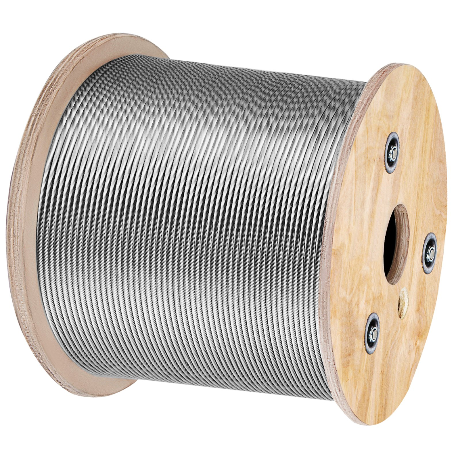 VEVOR 3/16 Inch 7x19 Stainless Steel Aircraft Cable Reel 500FT Stainless Steel Cable T304 Wire Rope Winch Cable Replacement (T304)