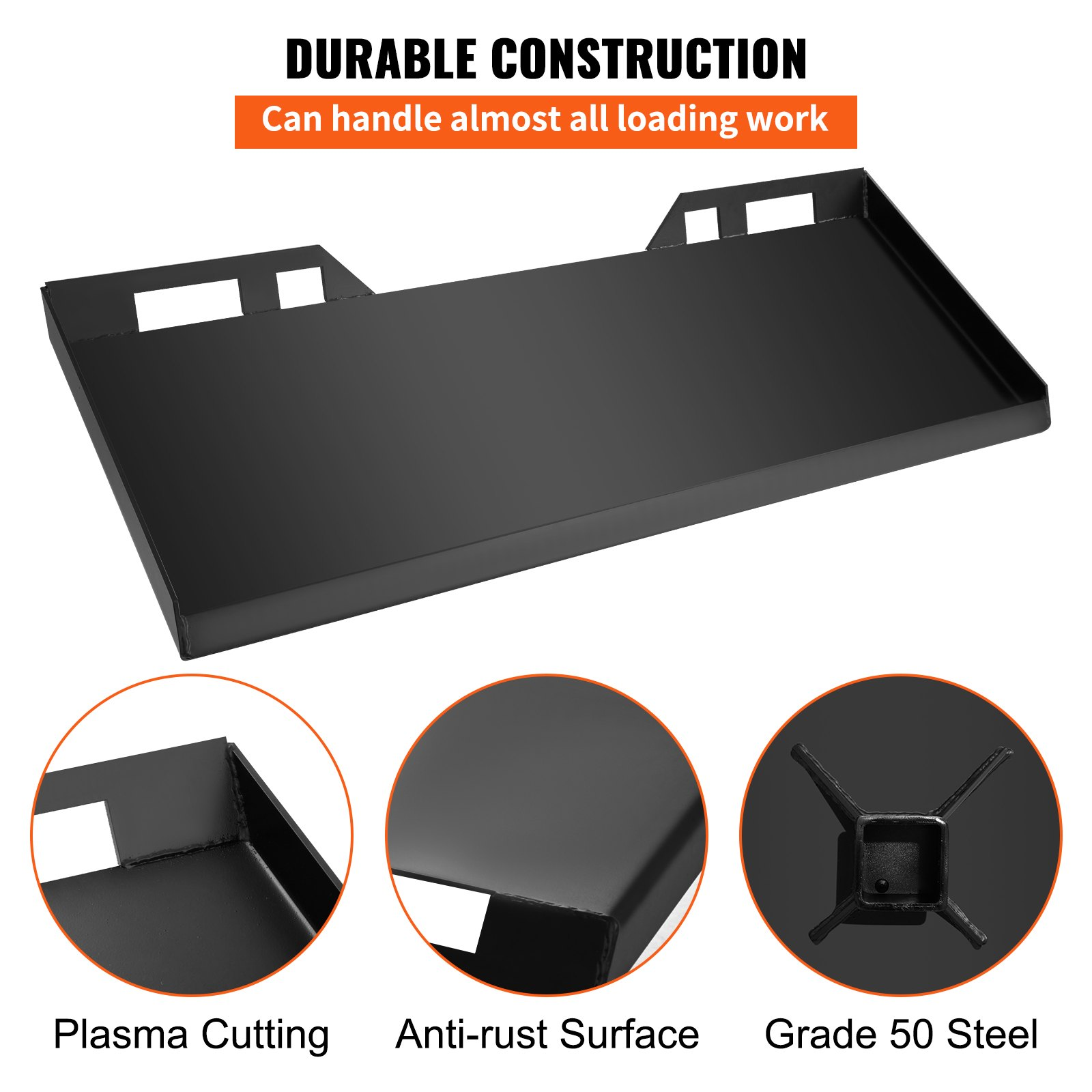 VEVOR  1/4" Thick Plate 3/8" Top Bar Thic Quick Tach Attachment Mount Plate Skid Steer Bobcat