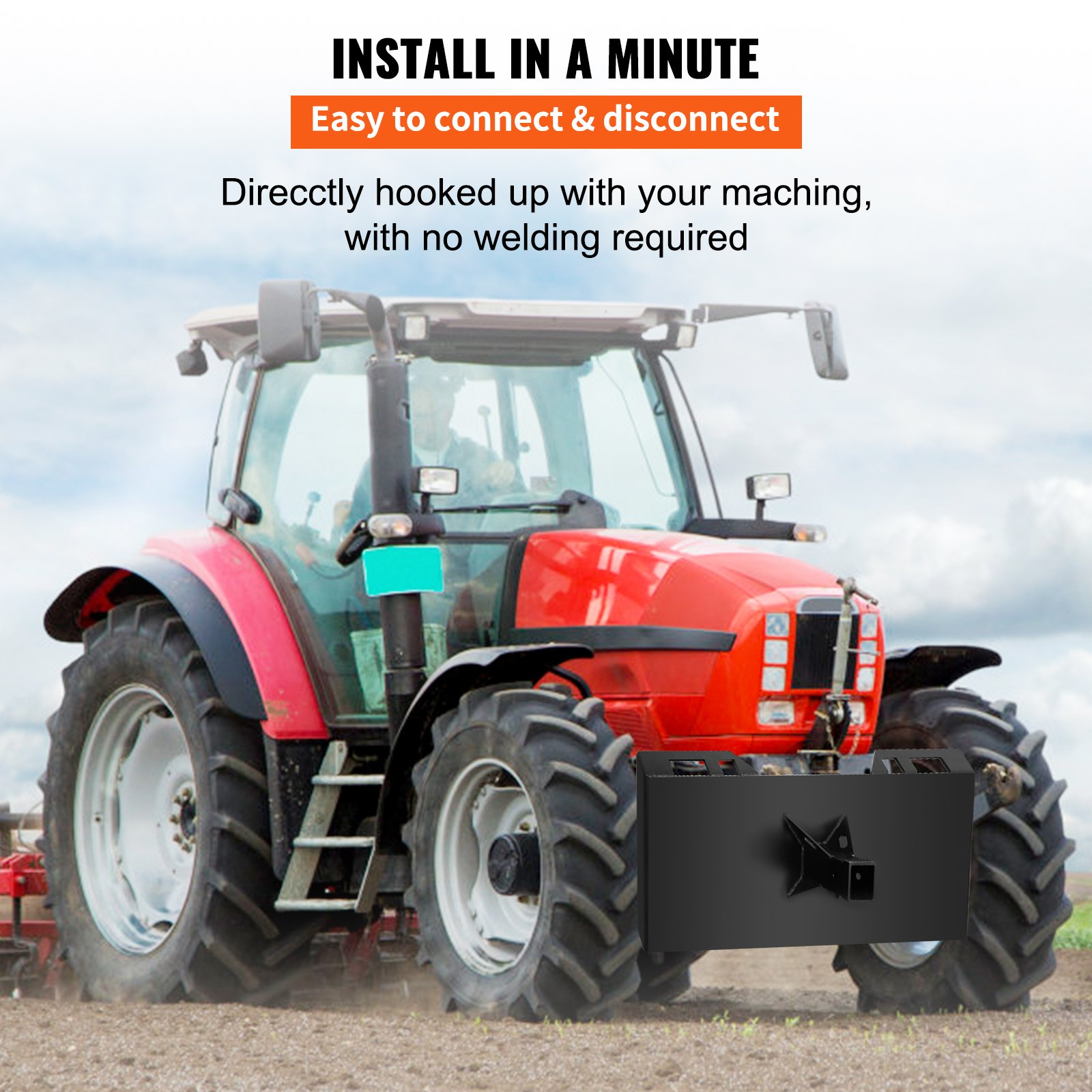 VEVOR  1/4" Thick Plate 3/8" Top Bar Thic Quick Tach Attachment Mount Plate Skid Steer Bobcat