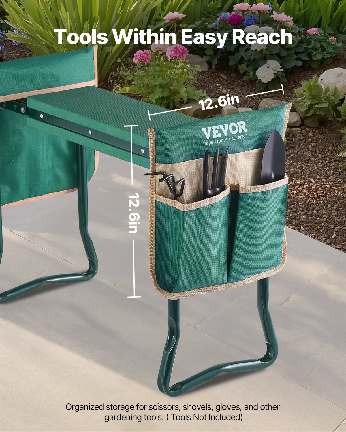 VEVOR Garden Kneeler and Seat 6" Wide Pad 330lbs Capacity Folding Garden Stool