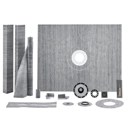 VEVOR Shower Curb Kit, 1219x1524mm Shower Pan Kit with 50.8mm ABS Central Flange, Waterproof Membrane, Stainless Steel Grate, Shower Pan Slope Sticks Fit for Bathroom