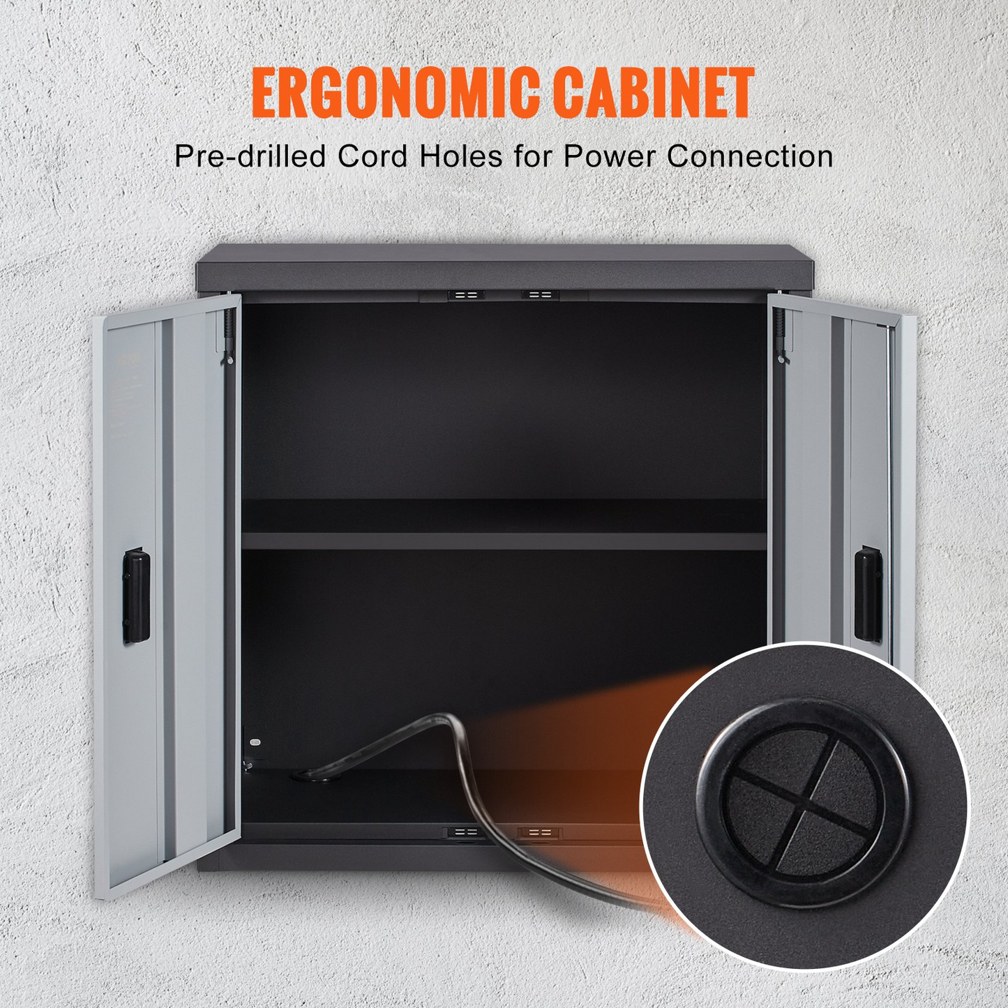 VEVOR Foldable Wall Cabinet, Metal Garage Locker Mounted 660 mm Small Tool Chest 108.8 kg Loading Capacity Adjustable Shelf Magnetic Door File for Warehouse Office Home Black