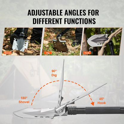 VEVOR Survival Shovel 11 in 1 Camping Shovel Folding Multitool Portable Compact