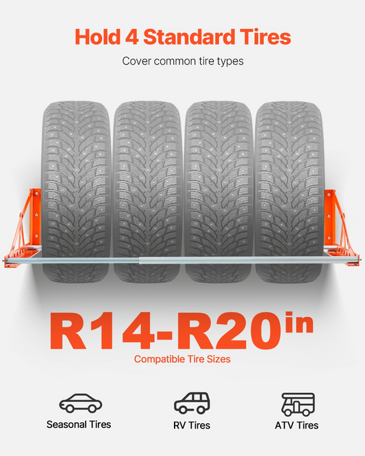 Wall Mounted Tire Rack 31"-56" Adjustable Tire Rack Q235 Steel Tire Storage Rack