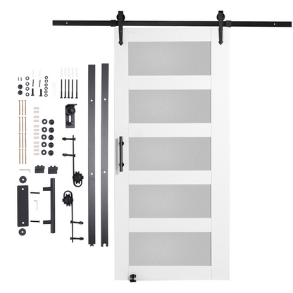 VEVOR Barn Door and Hardware Kit 42" x 84" Wood and Glass Sliding Barn Door Kit