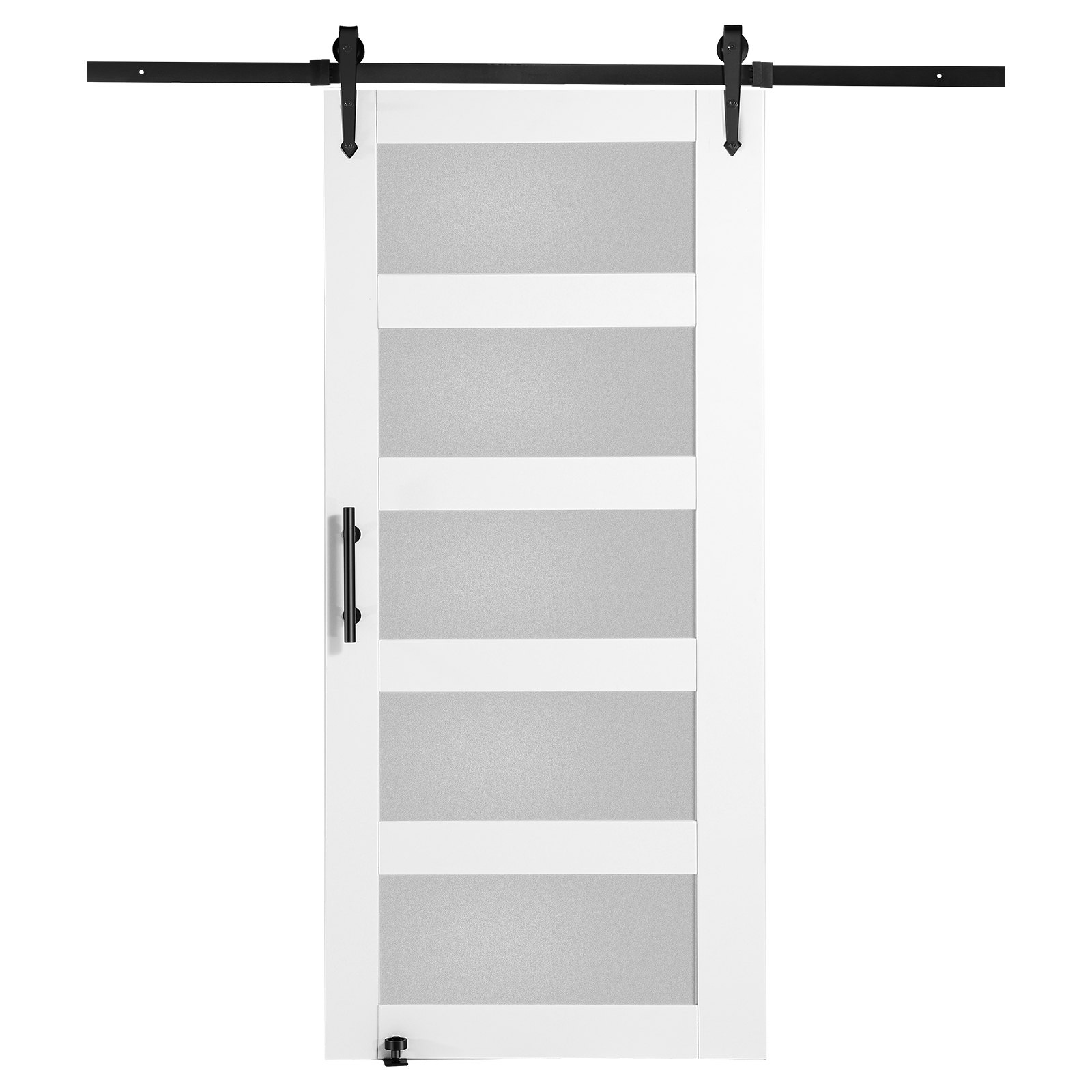 VEVOR Barn Door and Hardware Kit 42" x 84" Wood and Glass Sliding Barn Door Kit