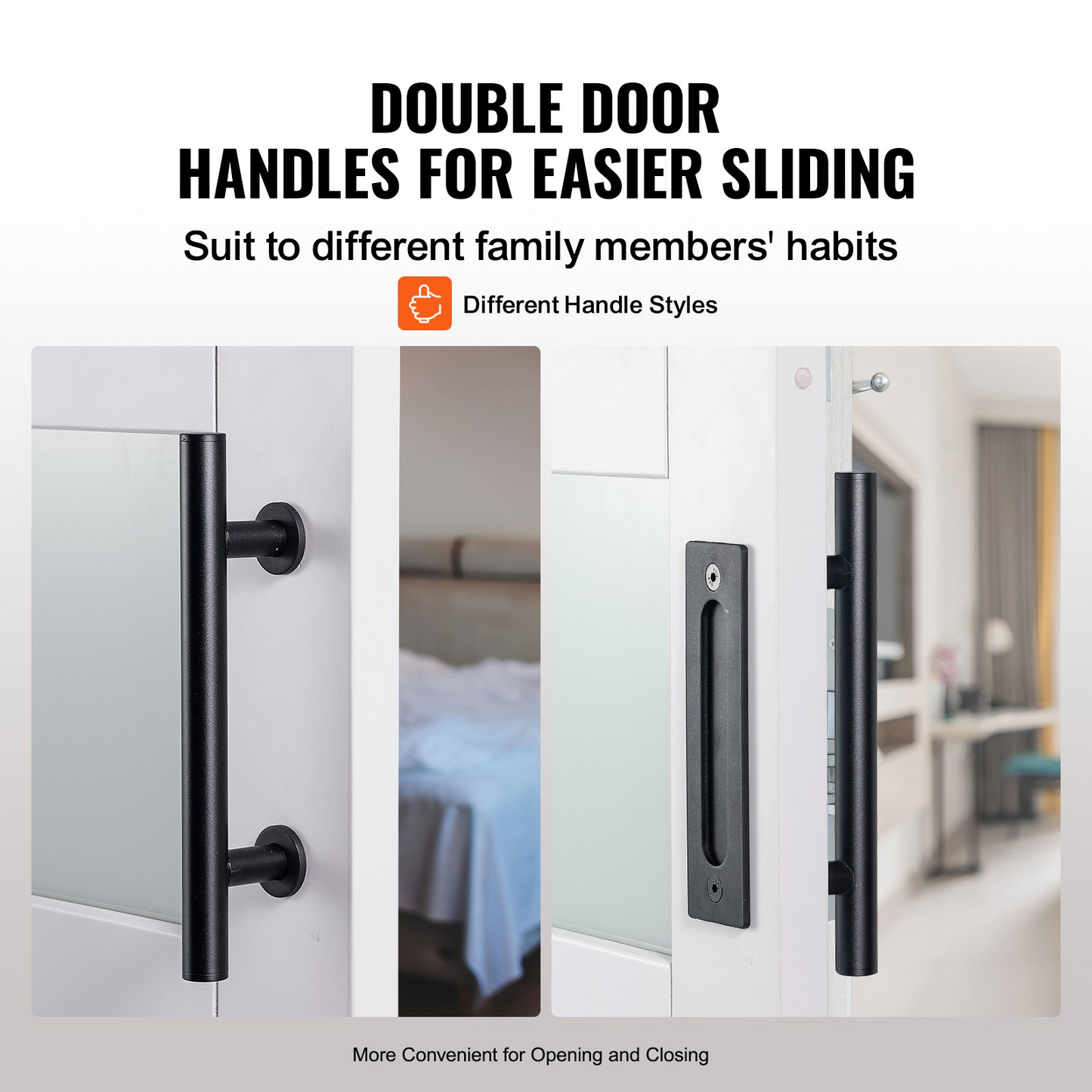 VEVOR Barn Door and Hardware Kit 32" x 84" Wood and Glass Sliding Barn Door Kit