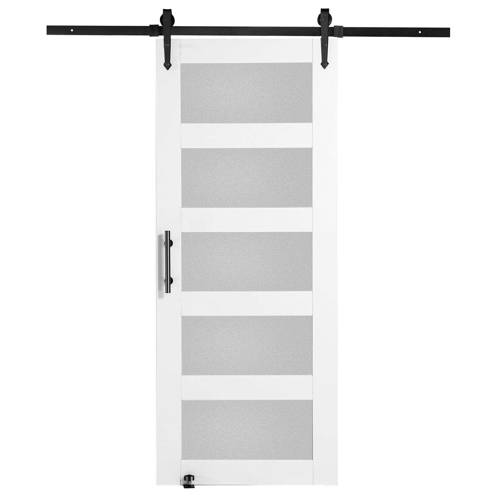VEVOR Barn Door and Hardware Kit 32" x 84" Wood and Glass Sliding Barn Door Kit