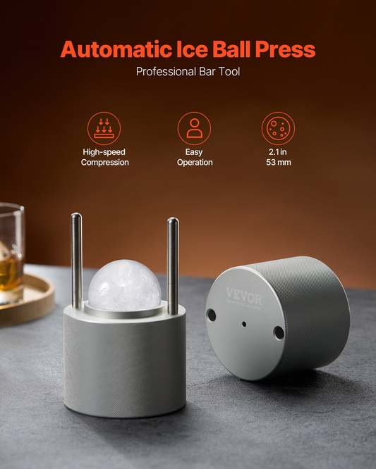 VEVOR Ice Ball Press Ice Ball Maker 2.1"/53mm Ice Press Kit for Whiskey Silver
