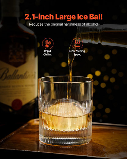 VEVOR Ice Ball Press Ice Ball Maker 2.1"/53mm Ice Press Kit for Whiskey Silver