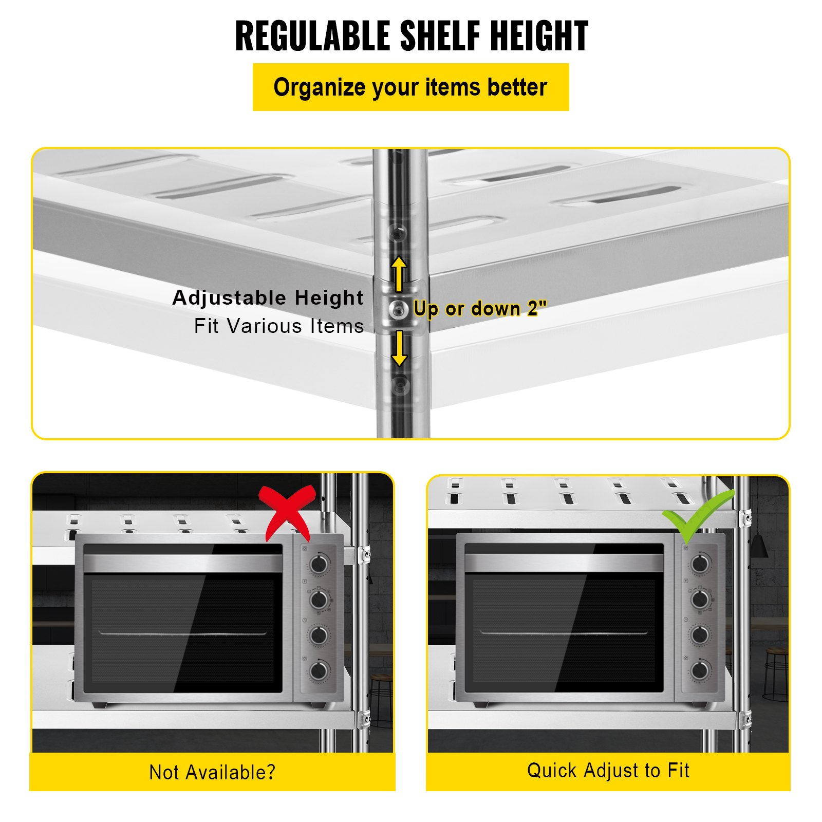 VEVOR Garage Shelf Heavy Duty Shelving 5-Tier 59.1x17.7x70.9 in Stainless Steel