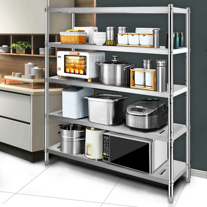 VEVOR Garage Shelf Heavy Duty Shelving 5-Tier 59.1x17.7x70.9 in Stainless Steel