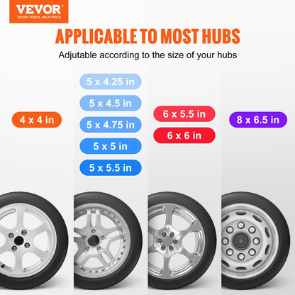 VEVOR Spare Tire Carrier, Trailer Spare Tire Mount, 72.6 kg Capacity, Utility Trailer Accessories Fits Most 4 & 5 & 6 & 8 Lugs Wheels on 10.2 cm, 10.8 cm, 11.4 cm, 12.1 cm, 12.7 cm, 14 cm, 15.2 cm, 16.5 cm Bolt Patterns