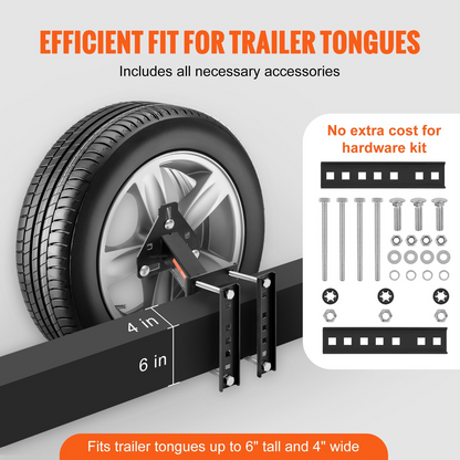 VEVOR Spare Tire Carrier, Trailer Spare Tire Mount, 72.6 kg Capacity, Utility Trailer Accessories Fits Most 4 & 5 & 6 & 8 Lugs Wheels on 10.2 cm, 10.8 cm, 11.4 cm, 12.1 cm, 12.7 cm, 14 cm, 15.2 cm, 16.5 cm Bolt Patterns