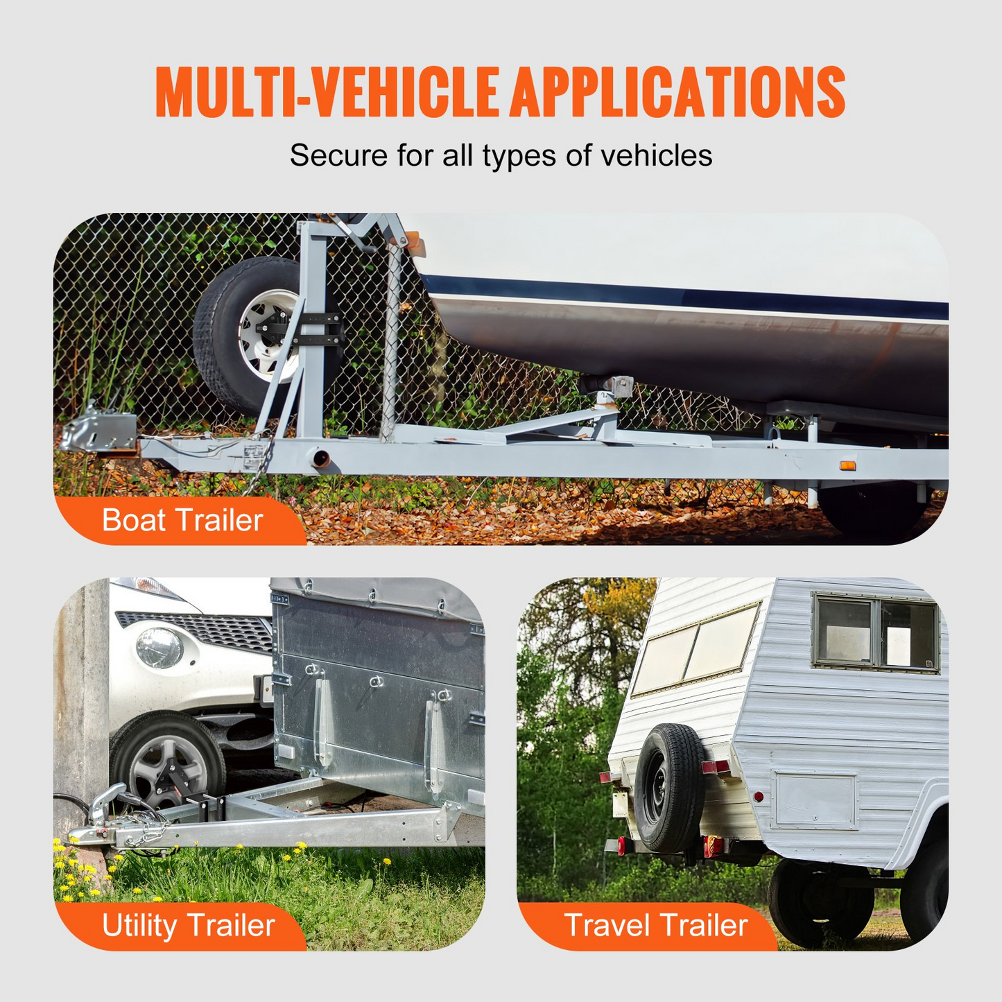 VEVOR Spare Tire Carrier, Trailer Spare Tire Mount, 72.6 kg Capacity, Utility Trailer Accessories Fits Most 4 & 5 & 6 & 8 Lugs Wheels on 10.2 cm, 10.8 cm, 11.4 cm, 12.1 cm, 12.7 cm, 14 cm, 15.2 cm, 16.5 cm Bolt Patterns