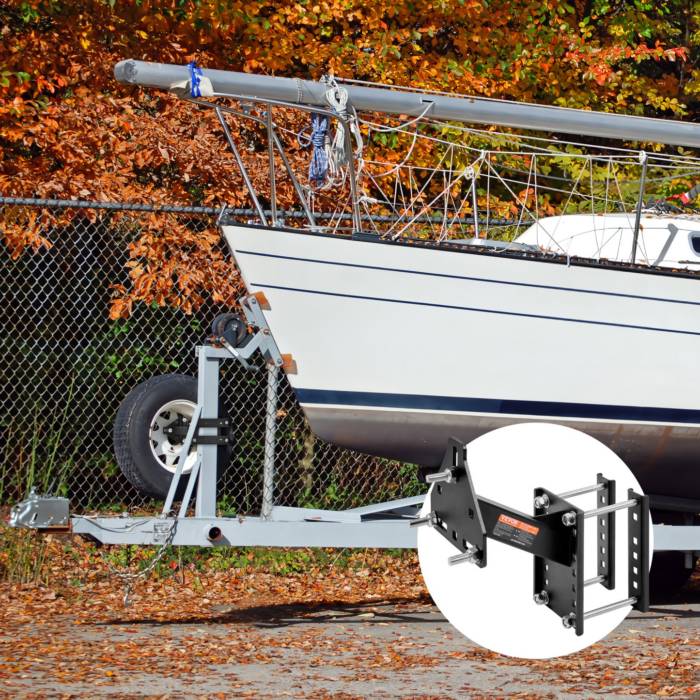 VEVOR Spare Tire Carrier, Trailer Spare Tire Mount, 72.6 kg Capacity, Utility Trailer Accessories Fits Most 4 & 5 & 6 & 8 Lugs Wheels on 10.2 cm, 10.8 cm, 11.4 cm, 12.1 cm, 12.7 cm, 14 cm, 15.2 cm, 16.5 cm Bolt Patterns