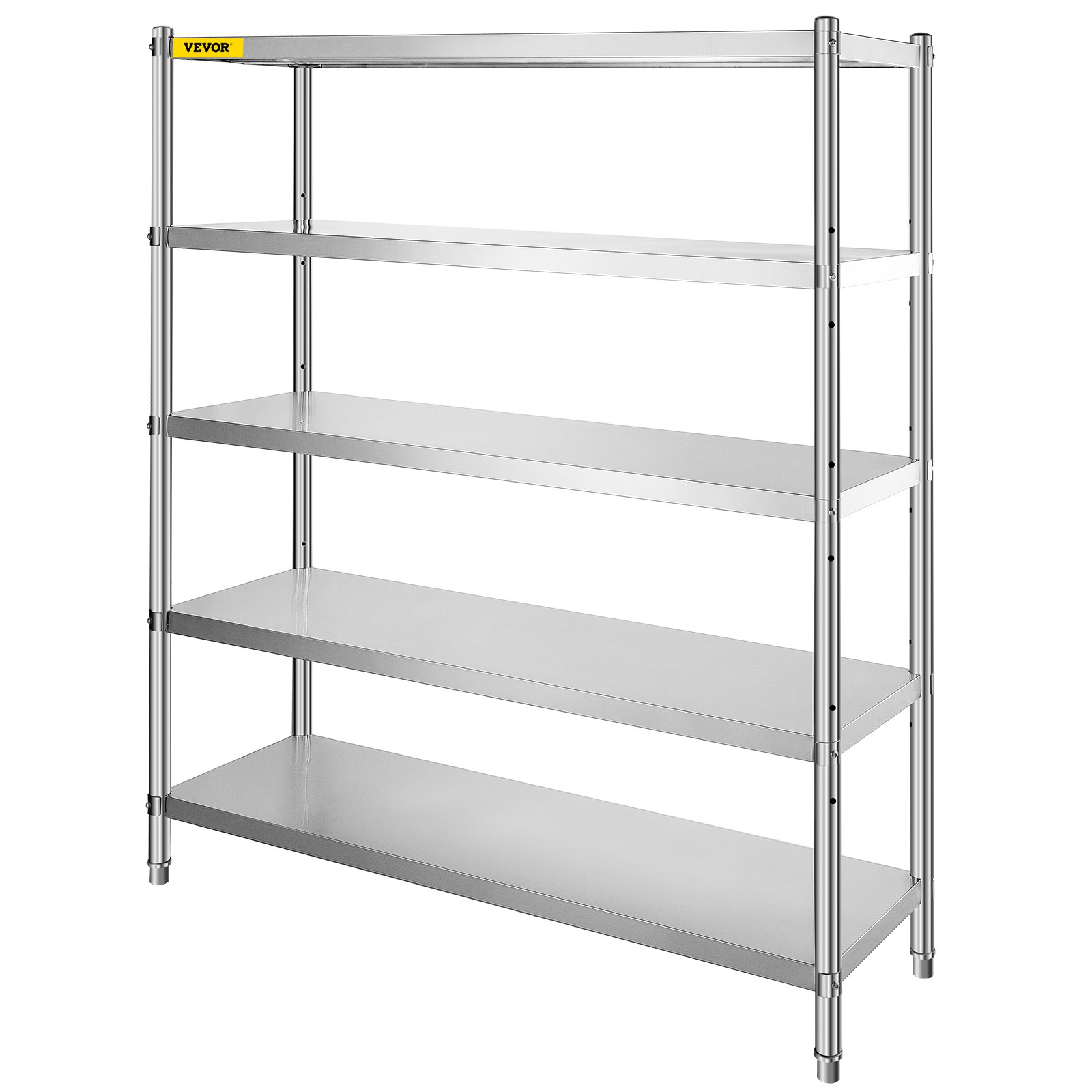 VEVOR Storage Shelf, 5-Tier Storage Shelving Unit, Stainless Steel Garage Shelf, 180.1 x 45 x 180.1 cm Heavy Duty Storage Shelving, 748.4 kg Total Capacity with Adjustable Height
