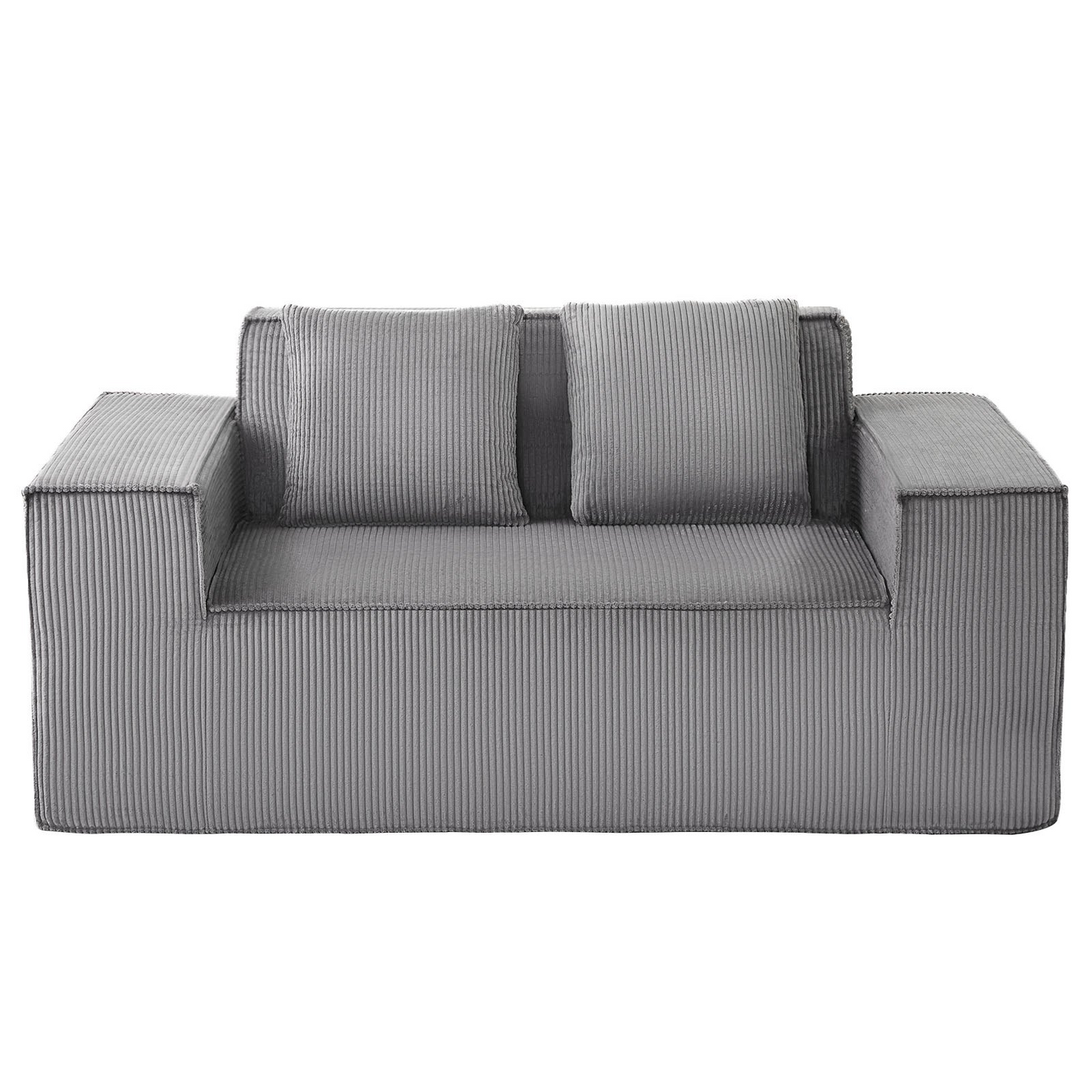 VEVOR Loveseat Sofa 63 in 2-Seats Small Corduroy Couch No Assembly Required Gray
