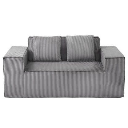VEVOR Loveseat Sofa 63 in 2-Seats Small Corduroy Couch No Assembly Required Gray