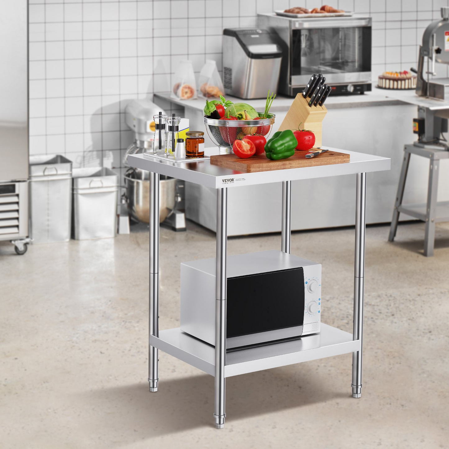 VEVOR Stainless Steel Work Prep Table Commercial Worktable Food Prep 24x30x34in