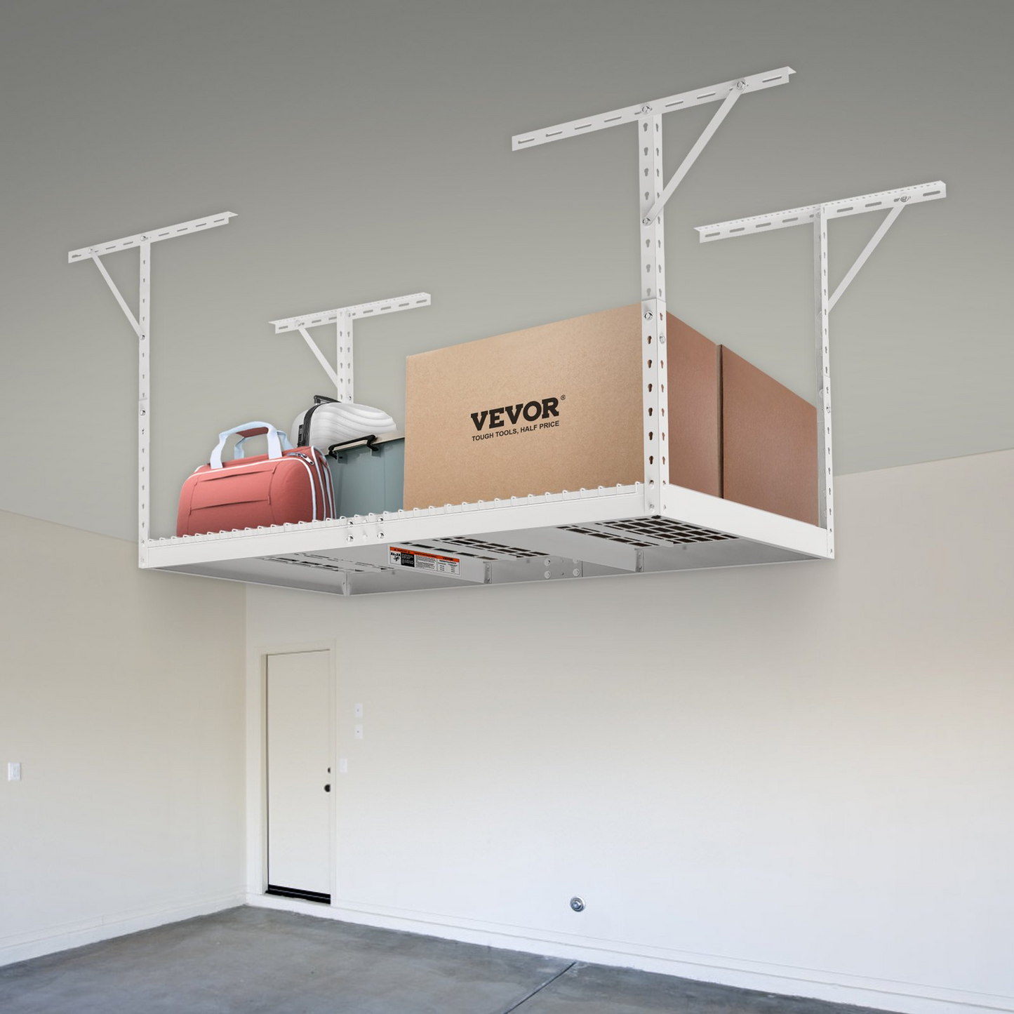 VEVOR Overhead Garage Storage Rack, 36x72 inch Garage Ceiling Storage Racks, Heavy Duty Adjustable Cold Rolled Steel Racks for Garage Storage, Organization, 550 lbs Load Capacity, 22''-40", White