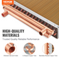 VEVOR 18"x 20"/45.7 x 50.8 cm Heat Exchanger Water to Air 3-Row 3/8"/ 1 cm Copper Ports 242 Fins