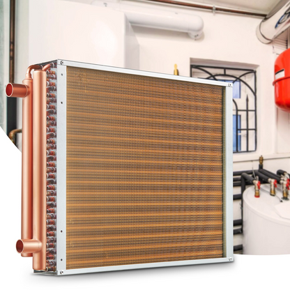 VEVOR 18"x 20"/45.7 x 50.8 cm Heat Exchanger Water to Air 3-Row 3/8"/ 1 cm Copper Ports 242 Fins