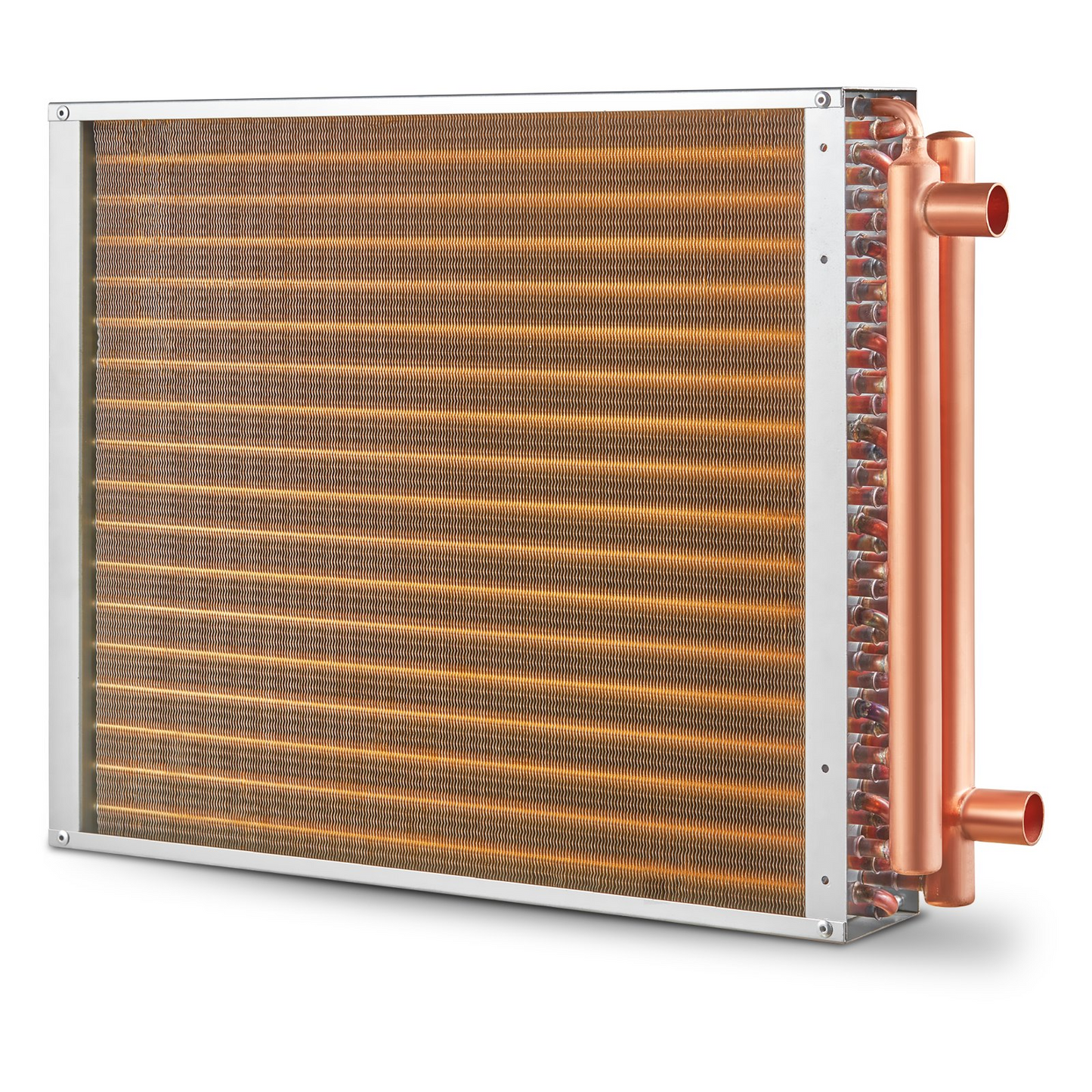 VEVOR 18"x 20"/45.7 x 50.8 cm Heat Exchanger Water to Air 3-Row 3/8"/ 1 cm Copper Ports 242 Fins