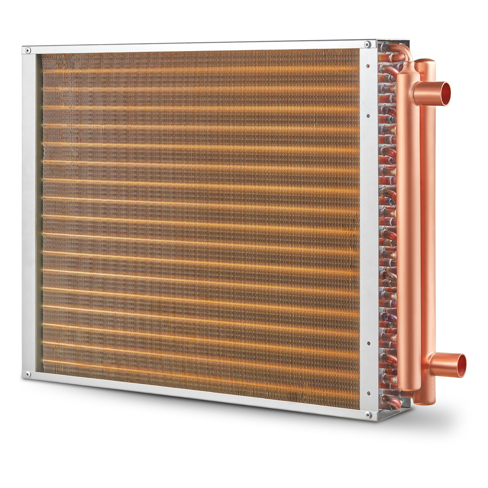VEVOR 18"x 20"/45.7 x 50.8 cm Heat Exchanger Water to Air 3-Row 3/8"/ 1 cm Copper Ports 242 Fins