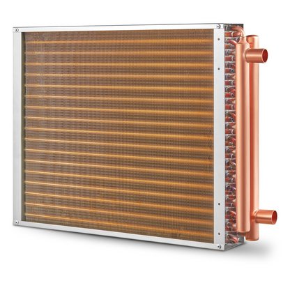 VEVOR 18"x 20"/45.7 x 50.8 cm Heat Exchanger Water to Air 3-Row 3/8"/ 1 cm Copper Ports 242 Fins