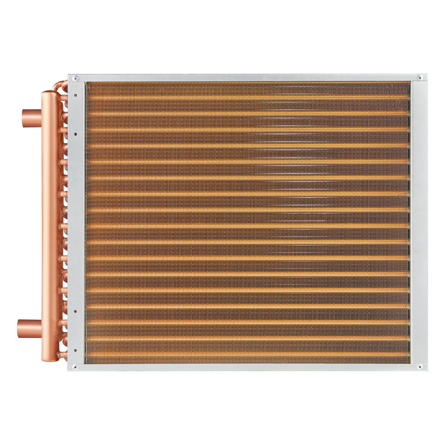VEVOR 18"x 20"/45.7 x 50.8 cm Heat Exchanger Water to Air 3-Row 3/8"/ 1 cm Copper Ports 242 Fins
