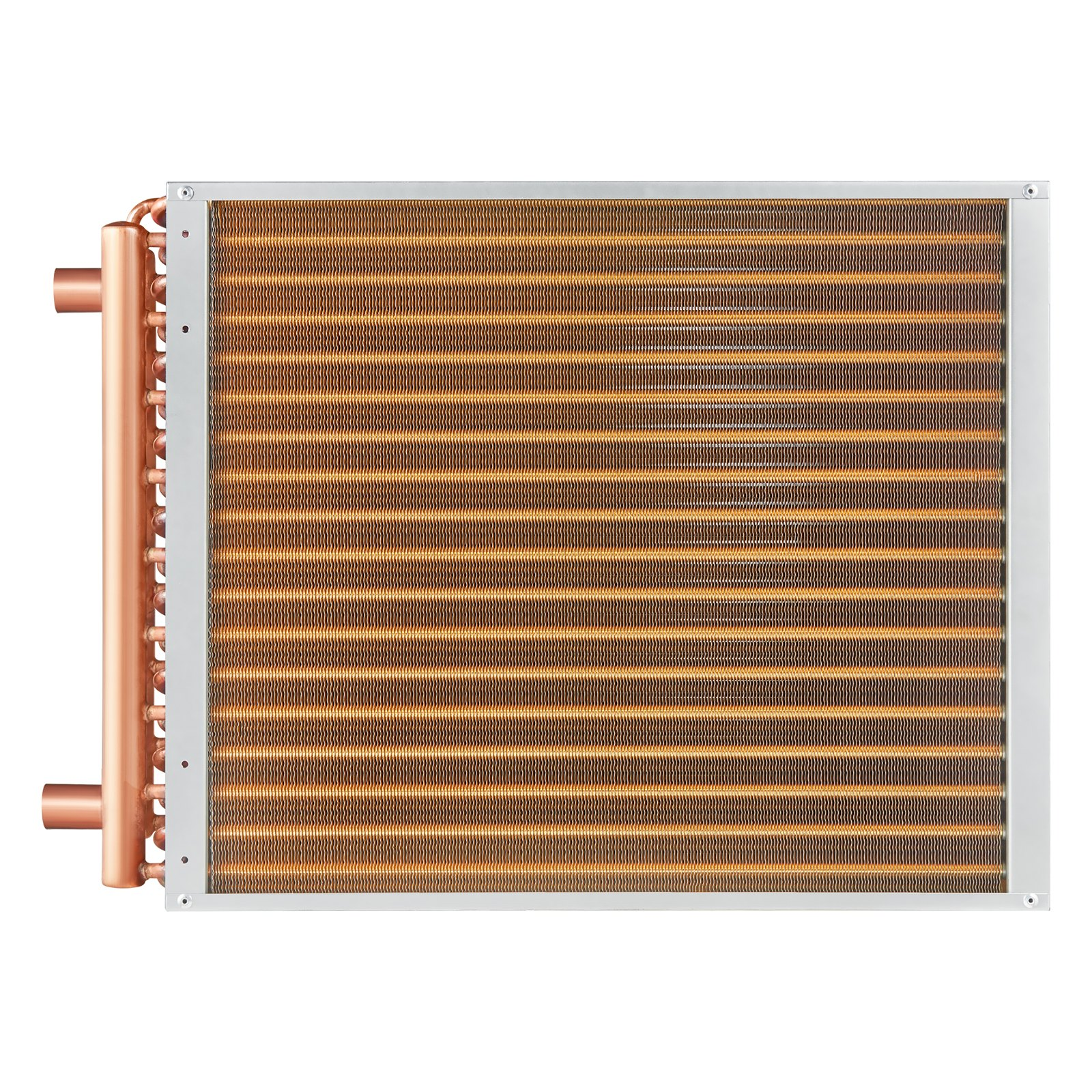 VEVOR 18"x 20"/45.7 x 50.8 cm Heat Exchanger Water to Air 3-Row 3/8"/ 1 cm Copper Ports 242 Fins