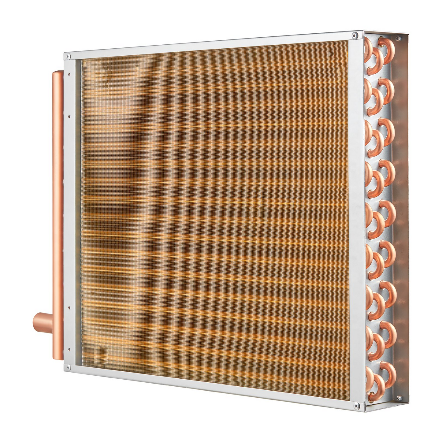 VEVOR 18"x 20"/45.7 x 50.8 cm Heat Exchanger Water to Air 3-Row 3/8"/ 1 cm Copper Ports 242 Fins