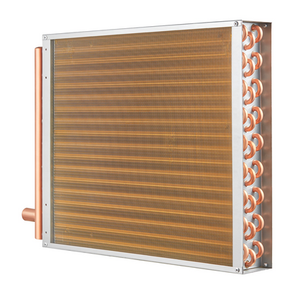 VEVOR 18"x 20"/45.7 x 50.8 cm Heat Exchanger Water to Air 3-Row 3/8"/ 1 cm Copper Ports 242 Fins