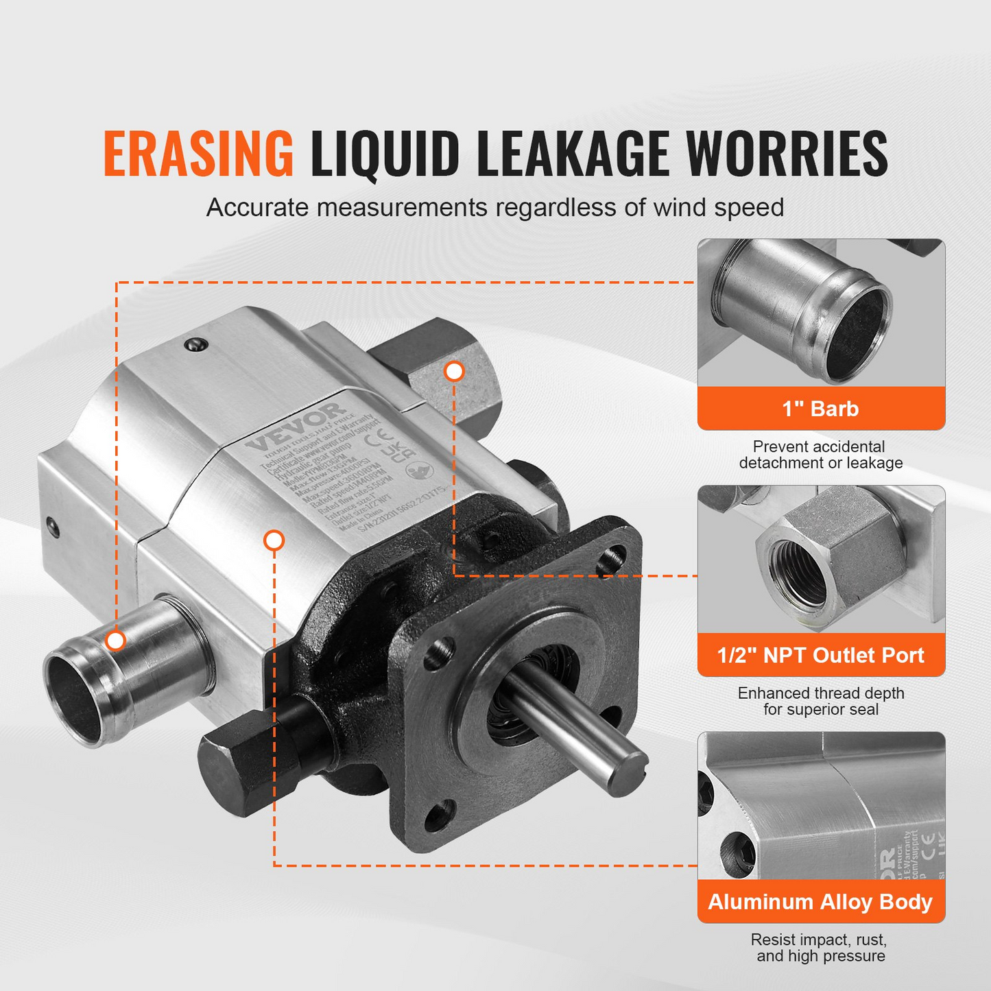 VEVOR Hydraulic Log Splitter Pump, 13GPM, 2 Stage 3000PSI Wood Log Splitter Pump, 1'' Inlet 1/2'' NPT Outlet 3600 RPM Aluminum Hydraulic Gear Pump, for Small Engine Mounting Log Splitters Snowplow