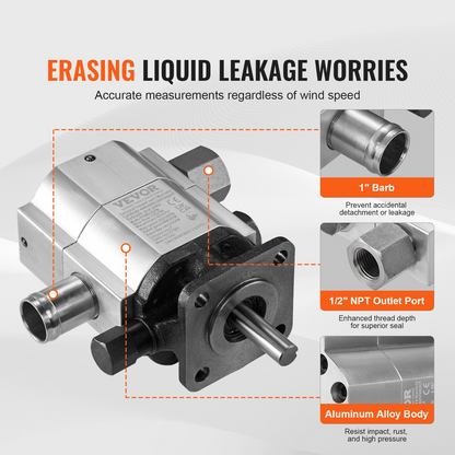 VEVOR Hydraulic Log Splitter Pump, 13GPM, 2 Stage 3000PSI Wood Log Splitter Pump, 1'' Inlet 1/2'' NPT Outlet 3600 RPM Aluminum Hydraulic Gear Pump, for Small Engine Mounting Log Splitters Snowplow