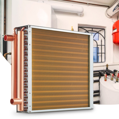VEVOR 16"x 16"/40.6 x 40.6 cm Heat Exchanger Water to Air 3-Row 3/8"/ 1 cm Copper Ports 193 Fins