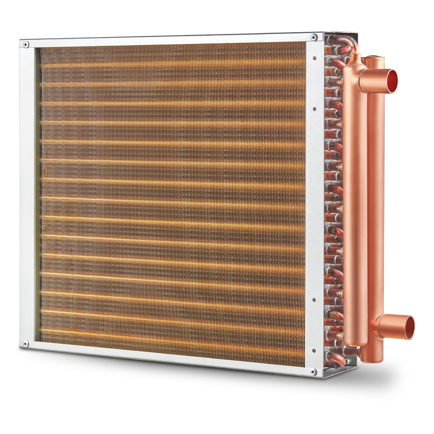 VEVOR 16"x 16"/40.6 x 40.6 cm Heat Exchanger Water to Air 3-Row 3/8"/ 1 cm Copper Ports 193 Fins