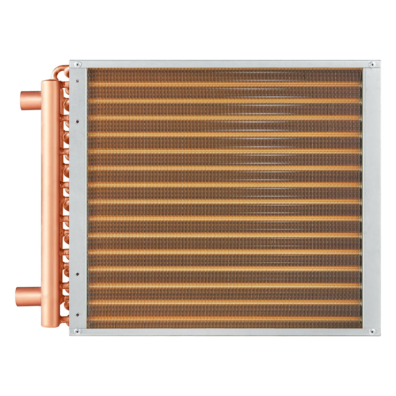 VEVOR 16"x 16"/40.6 x 40.6 cm Heat Exchanger Water to Air 3-Row 3/8"/ 1 cm Copper Ports 193 Fins