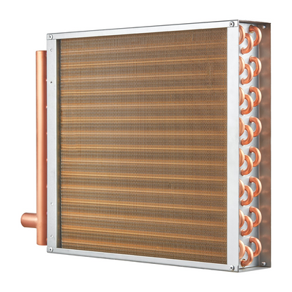 VEVOR 16"x 16"/40.6 x 40.6 cm Heat Exchanger Water to Air 3-Row 3/8"/ 1 cm Copper Ports 193 Fins