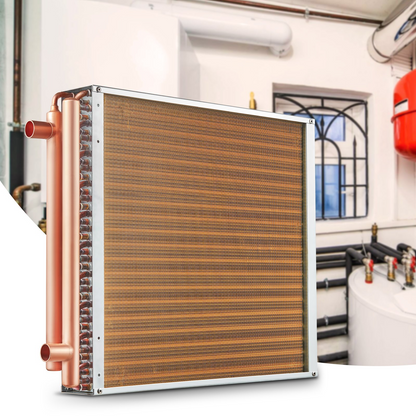 VEVOR 20"x 20"/50.8 x 50.8 cm Heat Exchanger Water to Air 3-Row 3/8"/ 1 cm Copper Ports 242 Fins