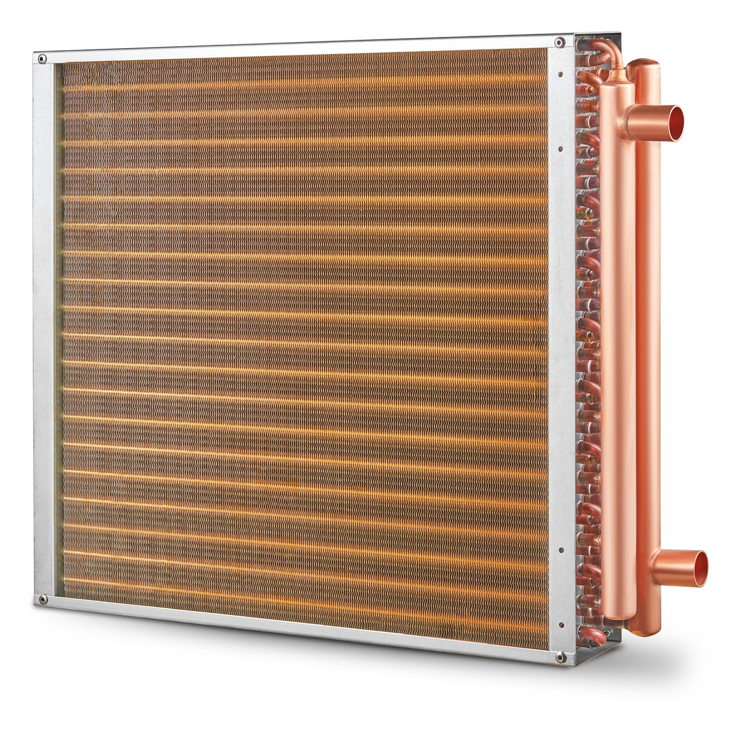 VEVOR 20"x 20"/50.8 x 50.8 cm Heat Exchanger Water to Air 3-Row 3/8"/ 1 cm Copper Ports 242 Fins