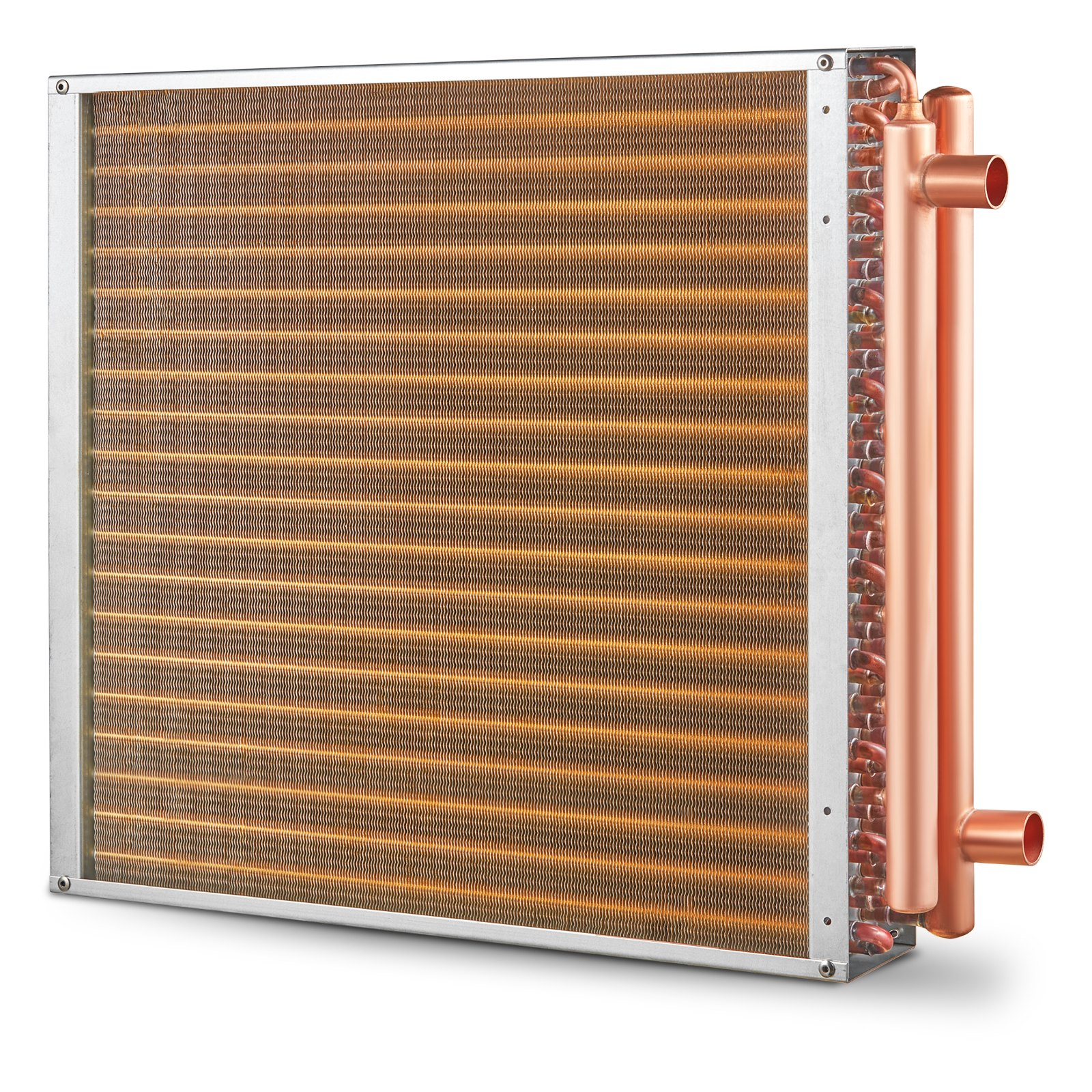 VEVOR 20"x 20"/50.8 x 50.8 cm Heat Exchanger Water to Air 3-Row 3/8"/ 1 cm Copper Ports 242 Fins