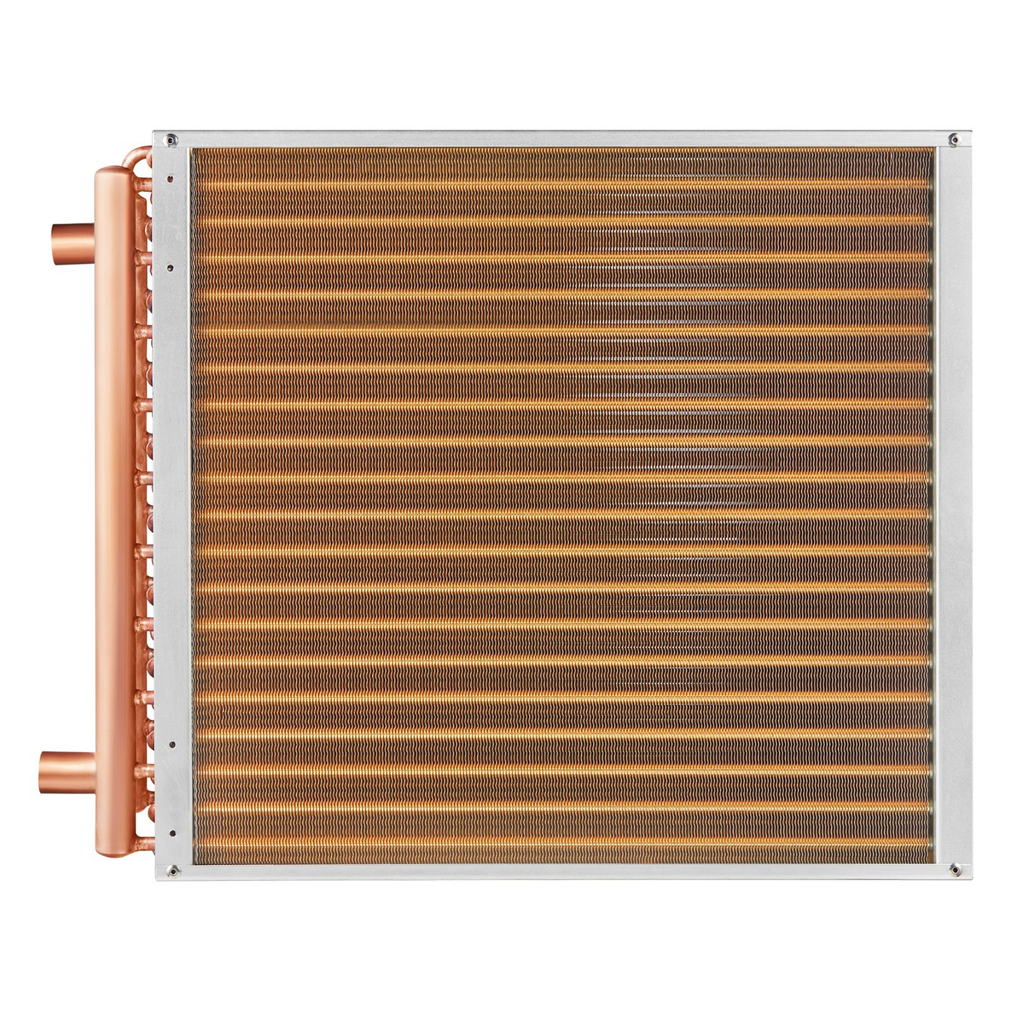 VEVOR 20"x 20"/50.8 x 50.8 cm Heat Exchanger Water to Air 3-Row 3/8"/ 1 cm Copper Ports 242 Fins