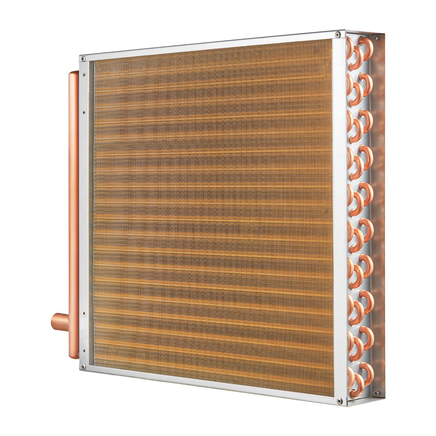 VEVOR 20"x 20"/50.8 x 50.8 cm Heat Exchanger Water to Air 3-Row 3/8"/ 1 cm Copper Ports 242 Fins